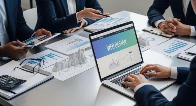 Business professionals planning a new website strategy during a consultation meeting