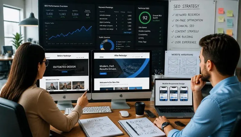 Web design and SEO working together to improve website visibility and user experience