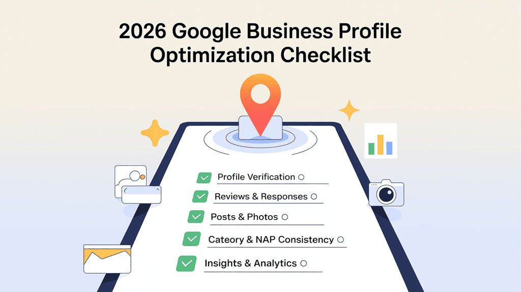 Google Business Profile optimisation checklist covering categories services photos and reviews