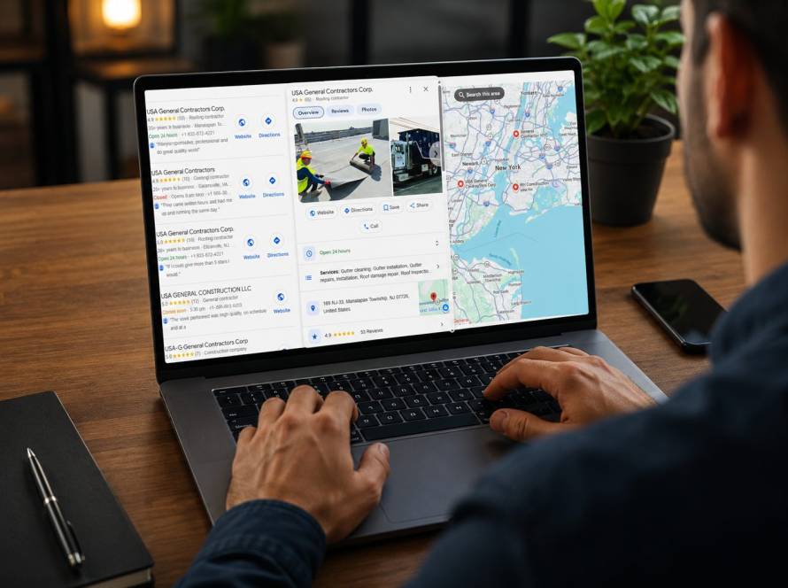 Google Business Profile optimisation guide showing a local business on Google Maps