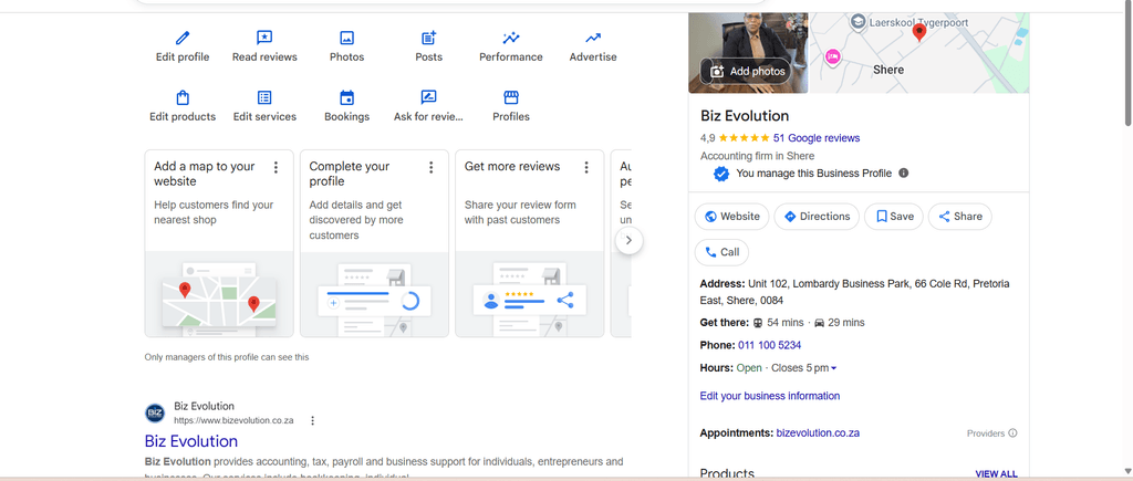 Local business appearing in Google Maps search results for a nearby service