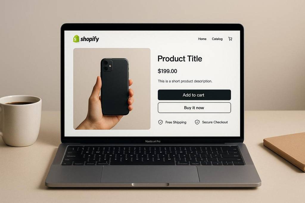 Ecommerce product page showing product photography, a descriptive title, price and buying information