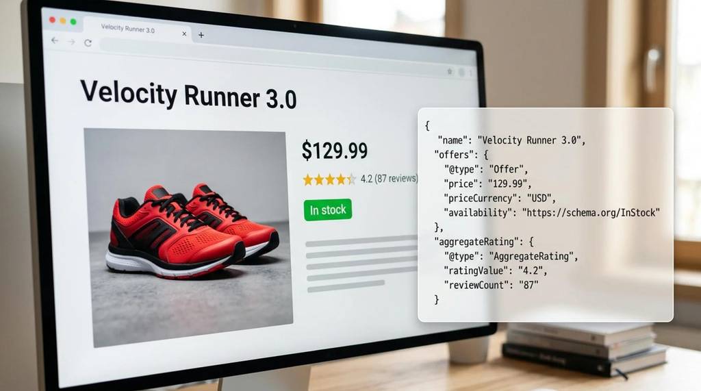 Product information displayed with price, availability and review details for an ecommerce listing