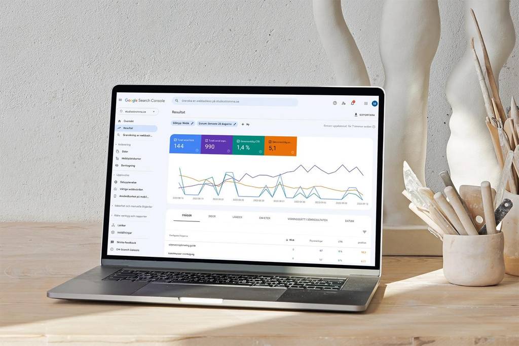 SEO performance dashboard used to monitor search visibility and website indexing